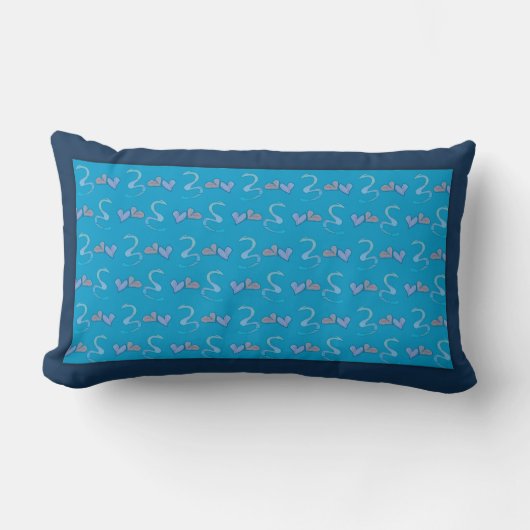 Coussin Rectangle Coeurs et serpents Luminaire Bleu Jeu d'oreiller (Recto)