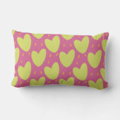 Coussin Rectangle Coeurs joueurs vibreux, rose et vert Nom (Verso)