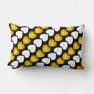 Coussin Rectangle Coeurs or et blanc 1