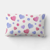Coussin Rectangle Coeurs roses et bleus sur un arrière - plan blanc. (Verso)