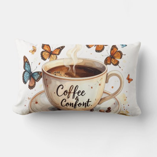Coussin Rectangle Coffee & Comfort Peaceful Butterfly Pillow (Recto)