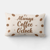 Coussin Rectangle Coffee O'Clock Pillow - Funny Coffee Time Throw (Verso)