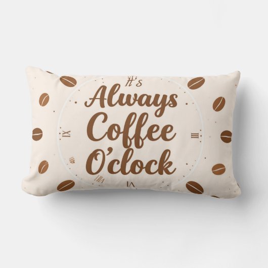 Coussin Rectangle Coffee O'Clock Pillow - Funny Coffee Time Throw (Recto)
