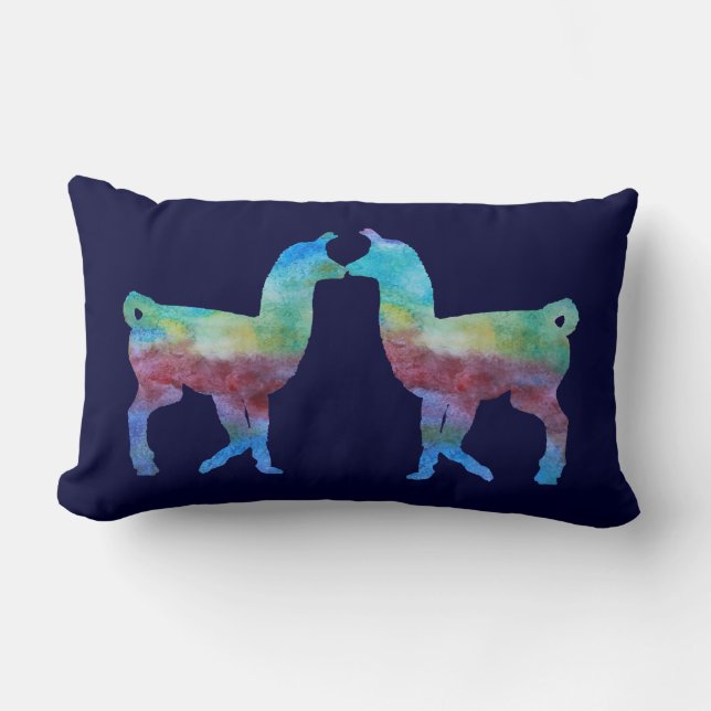 Coussin Rectangle Coilorwashed embrassant des lamas (Recto)