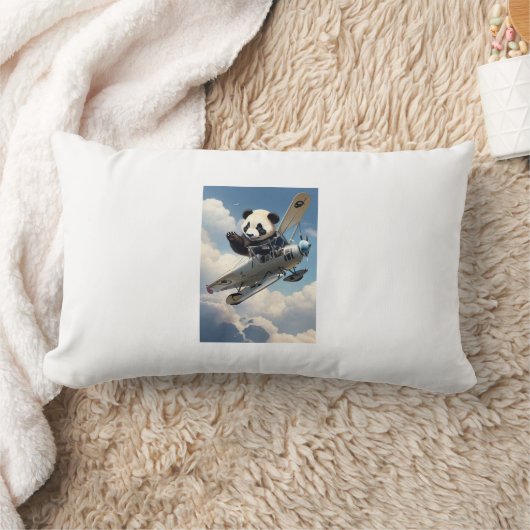 Coussin Rectangle cojin rectangular con oso panda en avioneta (Couverture)