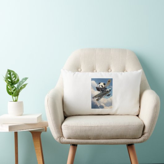 Coussin Rectangle cojin rectangular con oso panda en avioneta (Chaise)