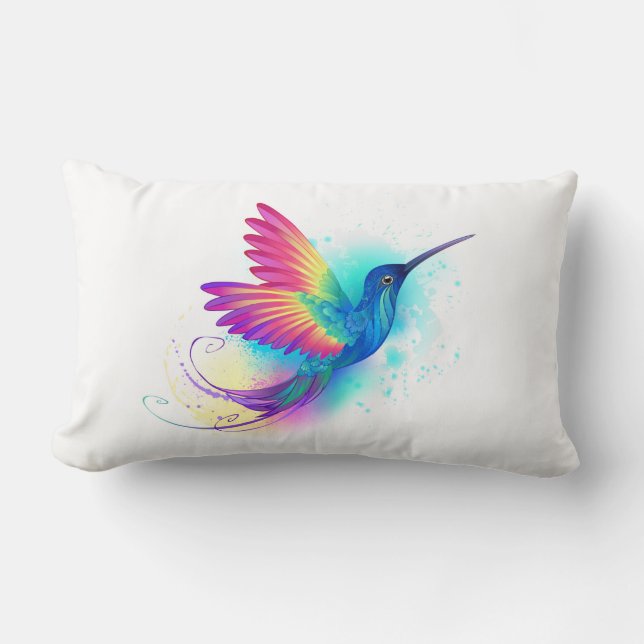 Coussin Rectangle Colibri arc-en-ciel exotique (Recto)