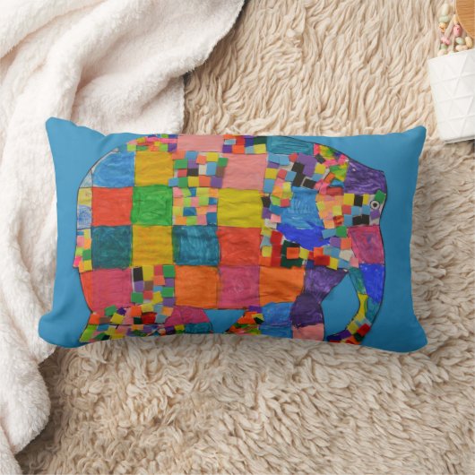 Coussin Rectangle Collage de patchwork d'éléphants mignons (Couverture)