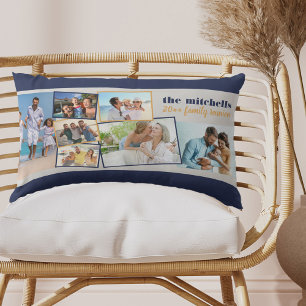 Coussin Rectangle Collage de photos de famille 7 photos et texte per