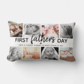 Coussin Rectangle Collage d'images de première Fête des pères simple (Recto)