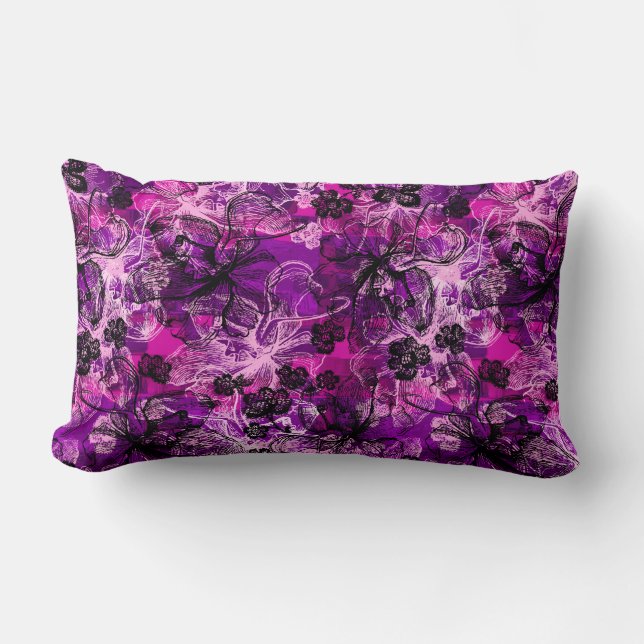 Coussin Rectangle Collage d'orchidée hawaïenne Wahine Lace (Recto)