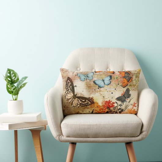 Coussin Rectangle Collage papillon vintage (Chaise)