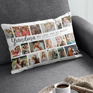Coussin Rectangle Collage personnalisé Grand-mère 18 Photos