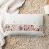 Coussin Rectangle Collage photo bébé ADORED rose et blanc (Couverture)