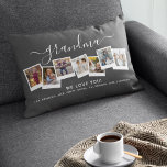 Coussin Rectangle Collage photo de grand-mère élégante personnalisée<br><div class="desc">Grand-mère nous t'aimons ! Ce magnifique coussin lombaire personnalisé est le cadeau idéal pour faire connaître à votre grand-mère combien vous l'aimez. Il vous suffit de télécharger vos photos préférées et de customiser le texte pour en faire un cadeau spécial unique. Grand-mère peut être changée en n'importe quel membre de...</div>