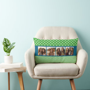 Coussin Rectangle Collage photo de style Cottagecore avec du vert et