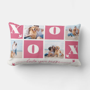 Coussin Rectangle Collage photo moderne Saint-Valentin XOXO Rose 4