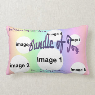 Coussin Rectangle Collage photo personnalisé Pastel Rainbow Baby Gir