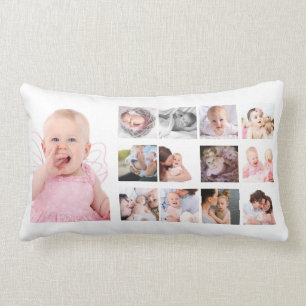 Coussin Rectangle Collage photo personnalisée pour bébé 12 mois P