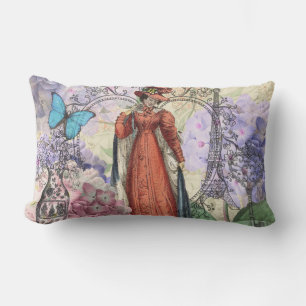 Coussin Rectangle Collage romantique de la Tour Eiffel de Paris vint