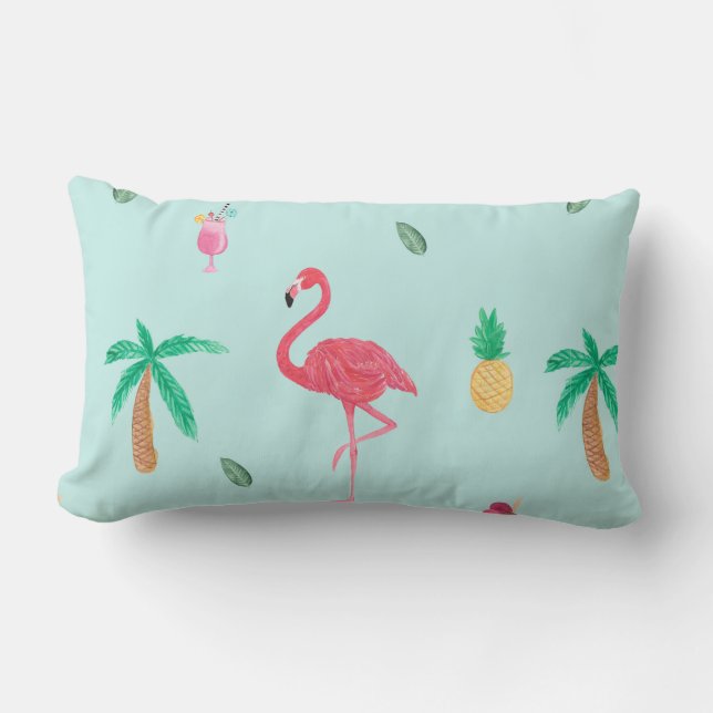 Coussin Rectangle Collection bleue de chambre à coucher de Flamant (Recto)