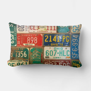 Coussin Rectangle collection de plaques d'immatriculation rouille ré