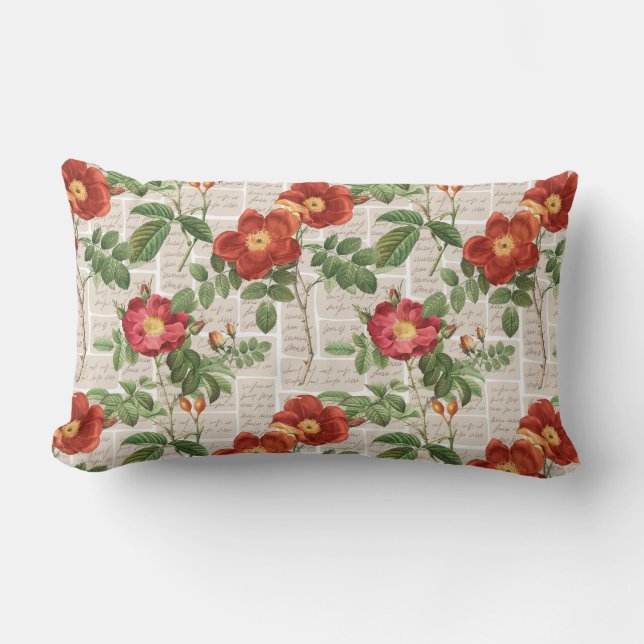 Coussin Rectangle Collection d'illustrations du patrimoine Rose vict (Recto)