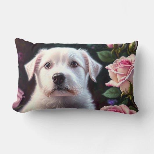 Coussin Rectangle Collection rose Et Petits Chiens (Recto)