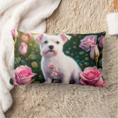 Coussin Rectangle Collection roses Et Petits Chiens (Couverture)