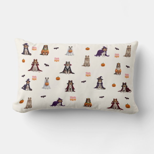 Coussin Rectangle Collie Halloween (Recto)