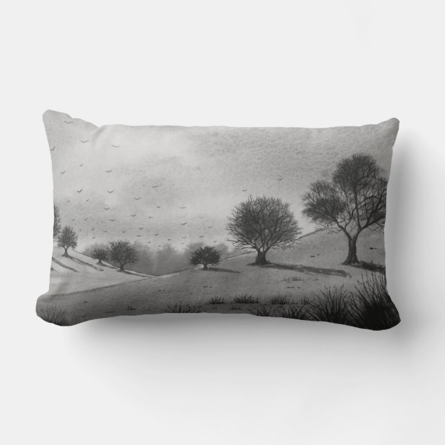 Coussin Rectangle collines pittoresques d'automne et paysage boisé (Recto)