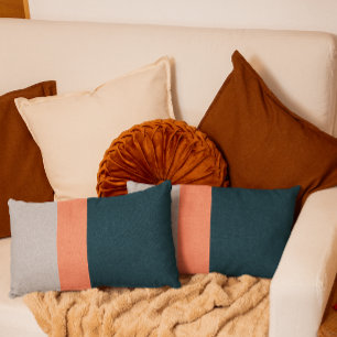 Coussin Rectangle Colorbloc gris de corail de la marine