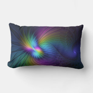 Coussin Rectangle Coloré Avec Bleu Moderne Art Fractal Abstrait