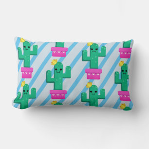 Coussin Rectangle Coloré Funny Kawaii Cactus & Stripes