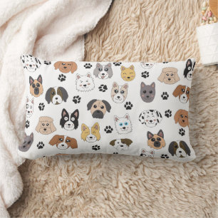 Coussin Rectangle Coloré mignon Chiens amusants et Chien Paw Motif