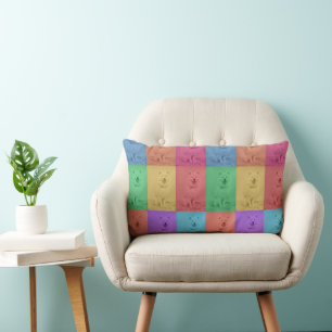 Coussin Rectangle Coloré Retro Pop Art Custom Chien Pet Photo Grid