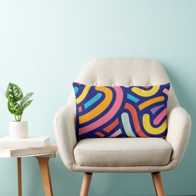 Coussin Rectangle Colorful Abstract Lines Pillow (Chaise)