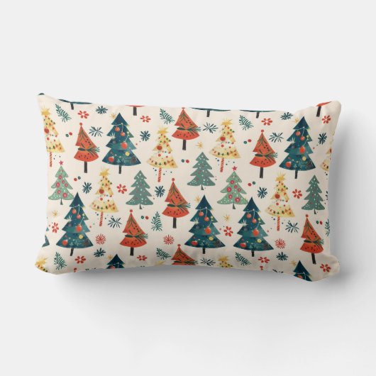 Coussin Rectangle Colourful Christmas Pine Trees Seamless Pattern (Verso)