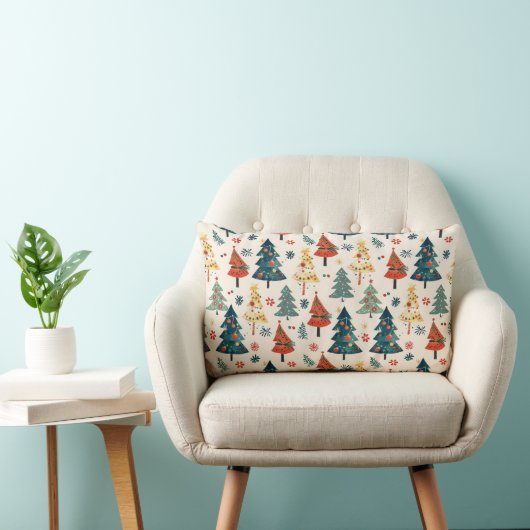 Coussin Rectangle Colourful Christmas Pine Trees Seamless Pattern (Chaise)