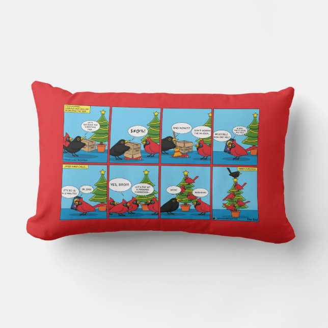 Coussin Rectangle Comment décorer une bande dessinée d'arbre de Noël (Recto)