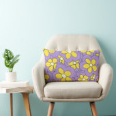 Coussin Rectangle Conception à la main de fleurs violettes et jaunes (Chaise)