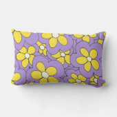 Coussin Rectangle Conception à la main de fleurs violettes et jaunes (Verso)