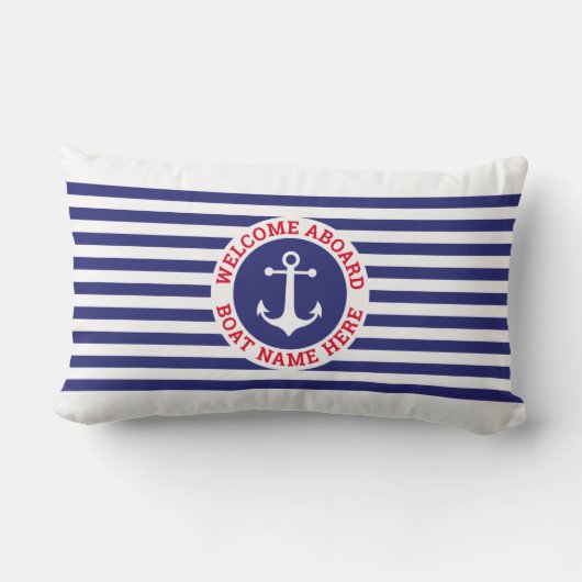 Coussin Rectangle Conception d'ancre nautique à rayures (Verso)