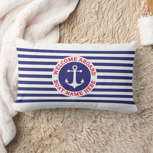 Coussin Rectangle Conception d'ancre nautique avec des rayures (Couverture)
