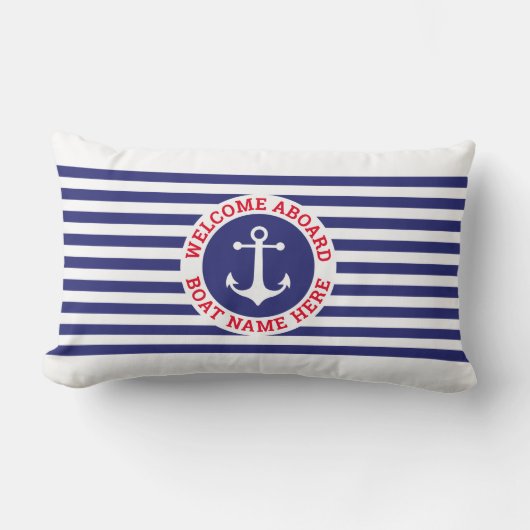 Coussin Rectangle Conception d'Ancres nautiques avec bandes (Recto)