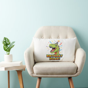 Coussin Rectangle Conception d'anniversaire de dinosaure mignon Rugi
