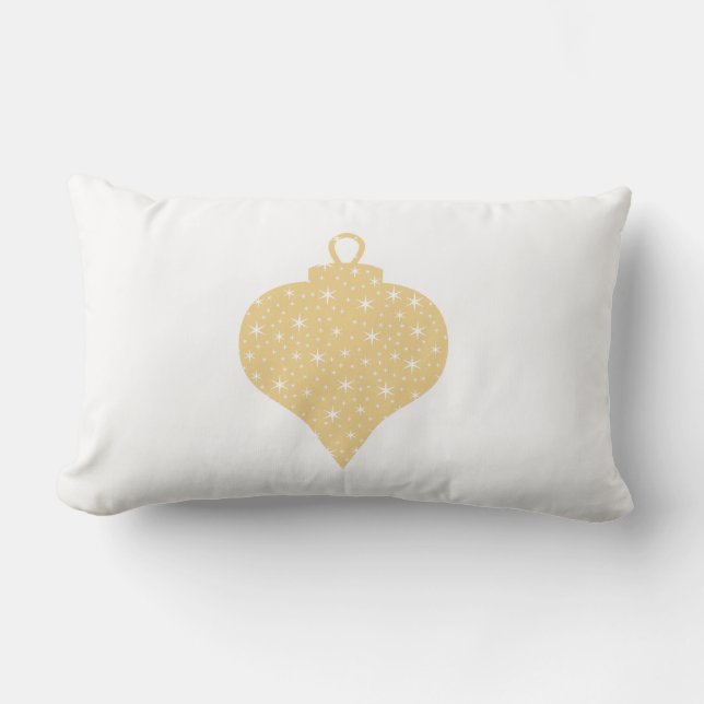 Coussin Rectangle Conception de babiole de Noël de couleur d'or (Recto)
