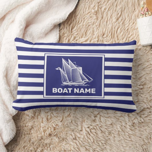 Coussin Rectangle Conception de bateau nautique Marine Blue Striped  (Couverture)