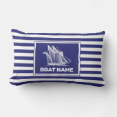 Coussin Rectangle Conception de bateau nautique Marine Blue Striped  (Recto)