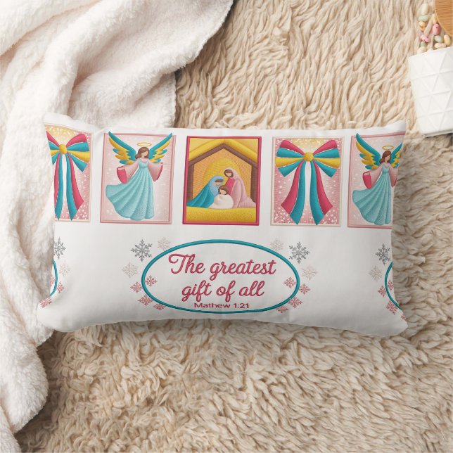 Coussin Rectangle Conception de broderie machine de Noël – Ange,  (Couverture)
